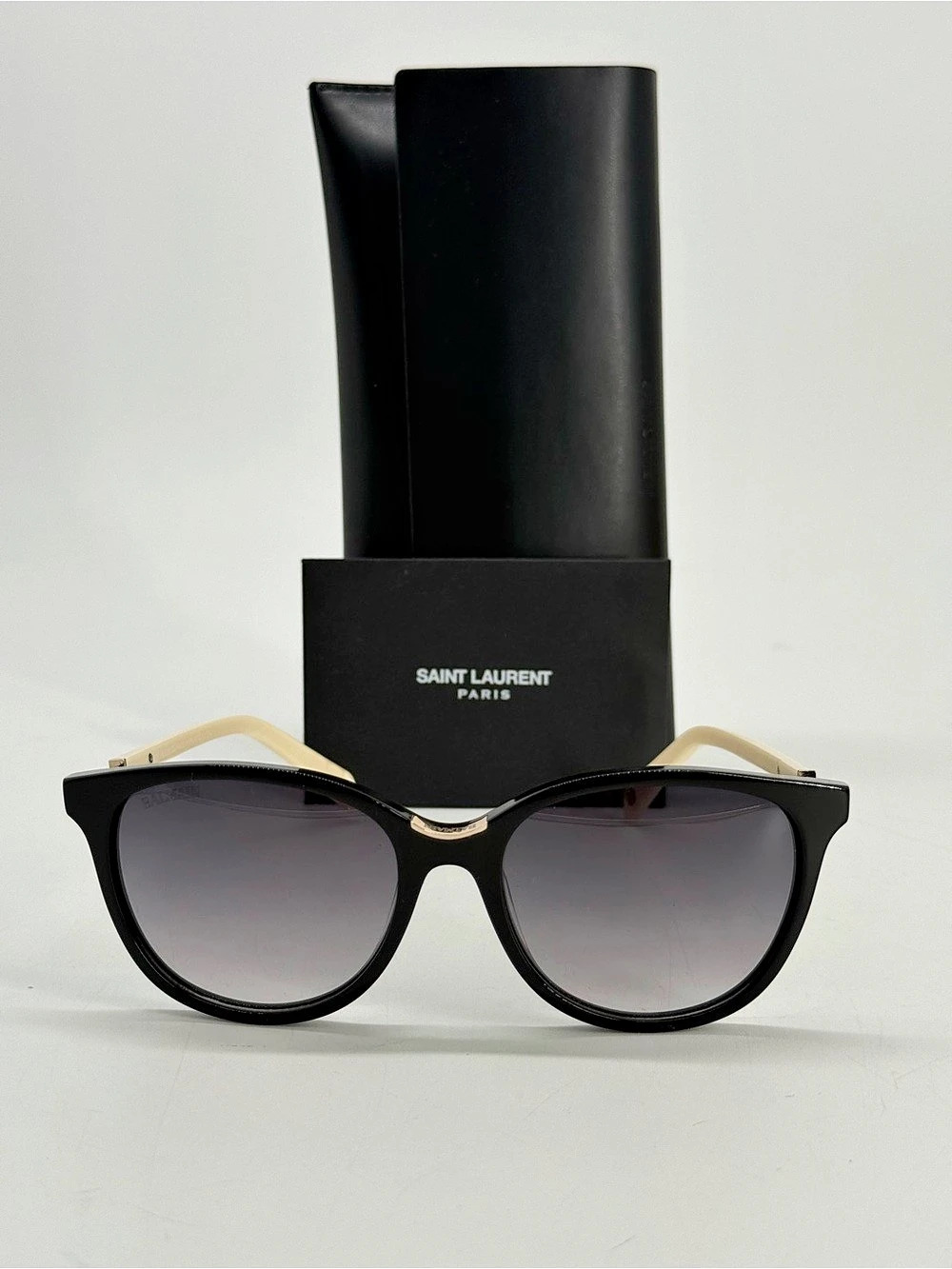 Saint Laurent Balmain BL2102 C01 Black & Cream Sunglasses Like New